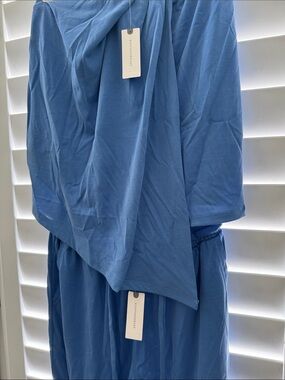 Anthropologie XXS French Blue Relaxed Sleeveless Set with Belted Pants